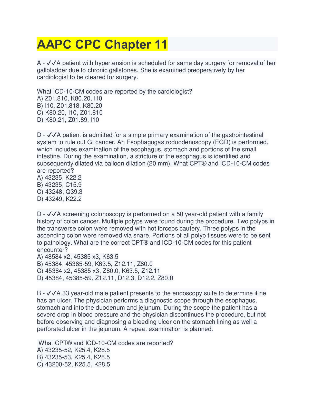 Preview image for AAPC CPC Chapter 11(questions&answers)